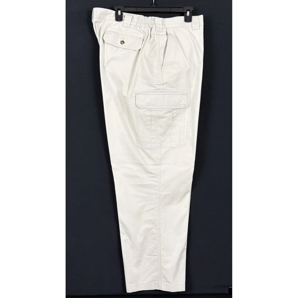 LL Bean Mens Cargo Pants 42x30 Light Khaki Comfort Waist Cotton Utility 191819